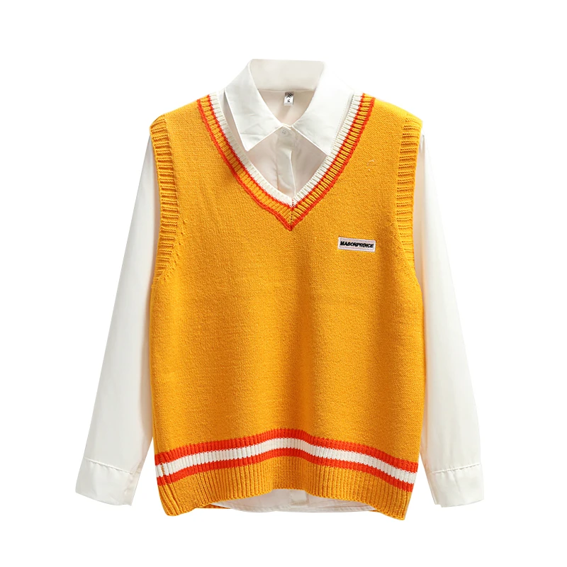 

Женский вязаный жилет с v-образным вырезом, свободный Трикотажный жилет без рукавов, kz115, Осень-зима 2019