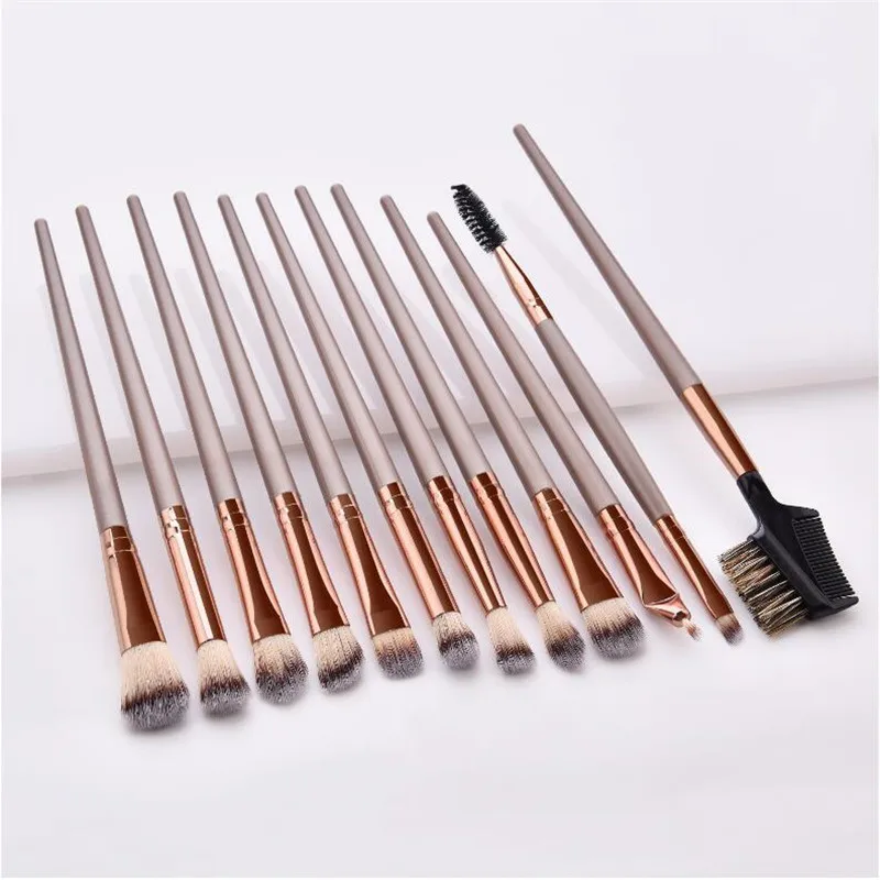 SAIANTTH – pinceaux de maquillage en bois pour les yeux, peigne à sourcils, cils bouclés, Eyeliner, fard à paupières, brosse de Base, ensemble d'outils cosmétiques de beauté, 12 pièces