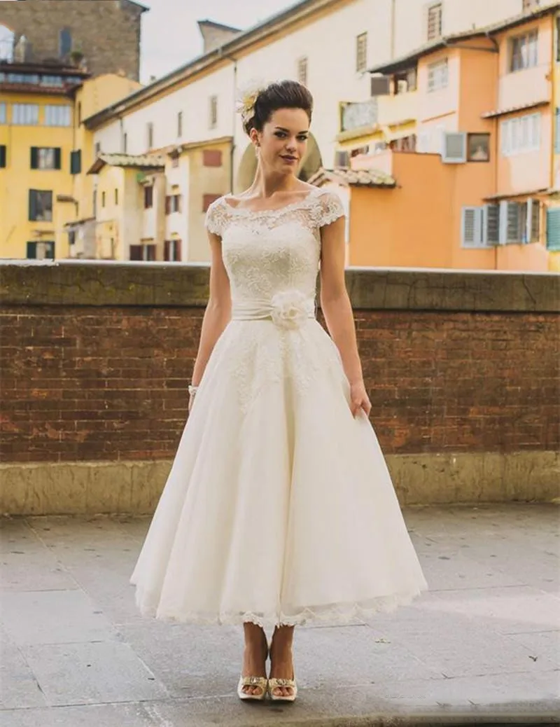 Vestidos de novia de longitud hasta el tobillo, Vintage, 2020, 1950