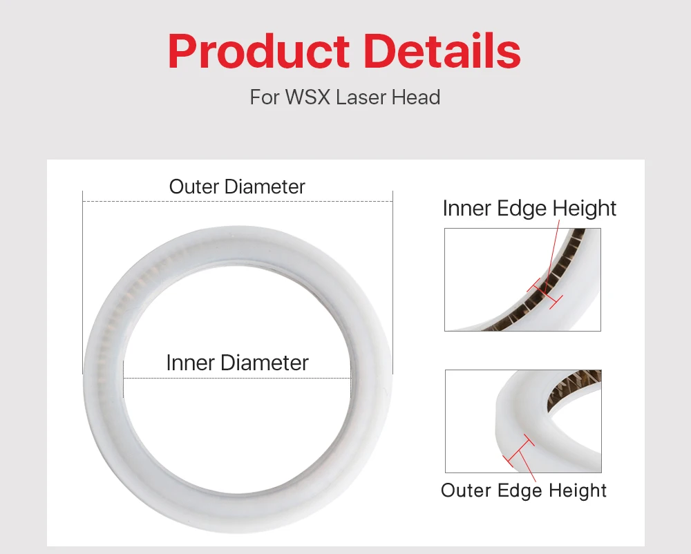 Ultrarayc Laser Dicht Ring für 37*7mm & 30*5mm WSX Schutzhülle Windows 37.5 × 29 × 3,7mm für WSX Laser Kopf KC13 KC15 NC30 SW20 – Detail 2