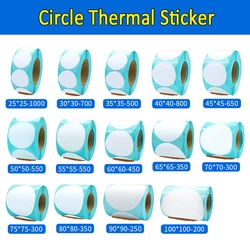 Adhesive Circle Thermal Sticker Paper Thermal Label Roll, White Round Stickers, 1 Rolls, Packing seal label sticker 25~100mm