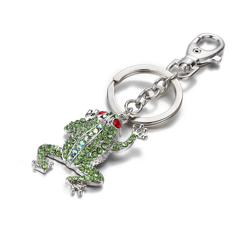 2021 new cute and beautiful rhinestone crystal green frog wallet bag keychain birthday party gift