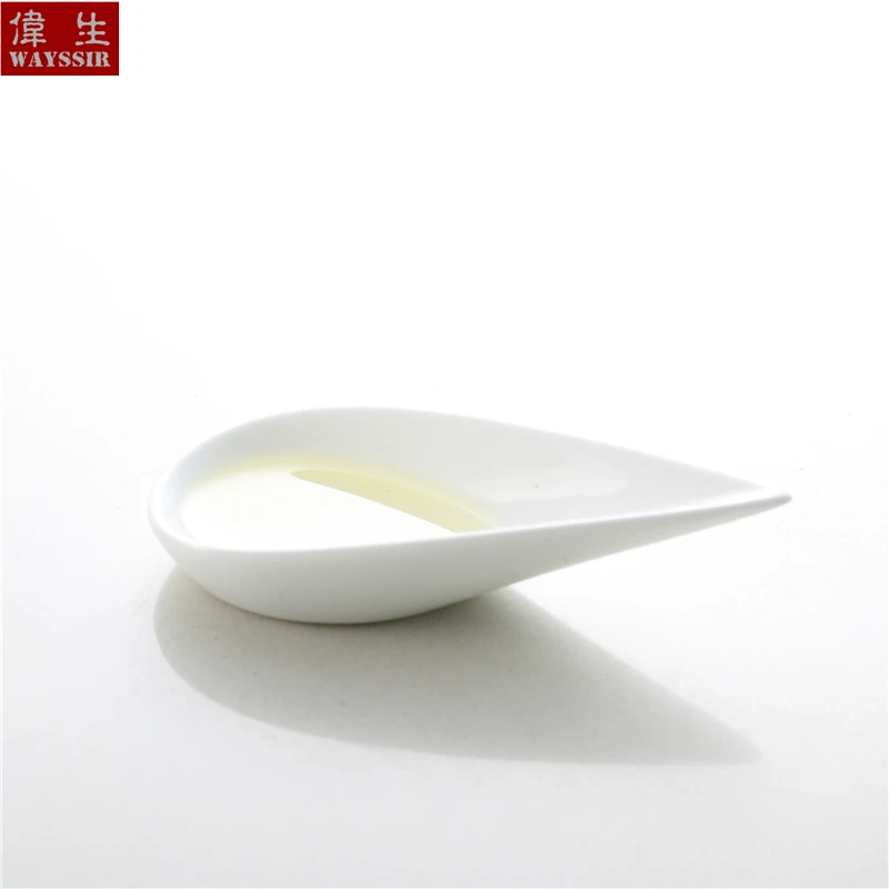 Porcelain Dish Spoon with Tear Drop, Mini Appetizer, Ceramic Tableware, Serving Plate, Catering Dessert, Snack Sauce, 6PCs