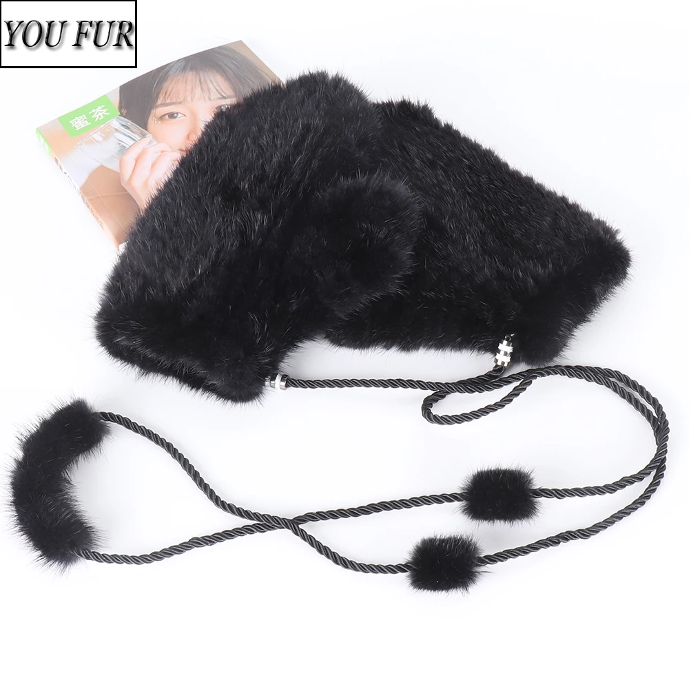 

New Arrival Russia Women Knitted 100% Natural Real Fur Gloves Lady Winter Warm Real Mink Fur Mittens Female Genuine Fur Glove