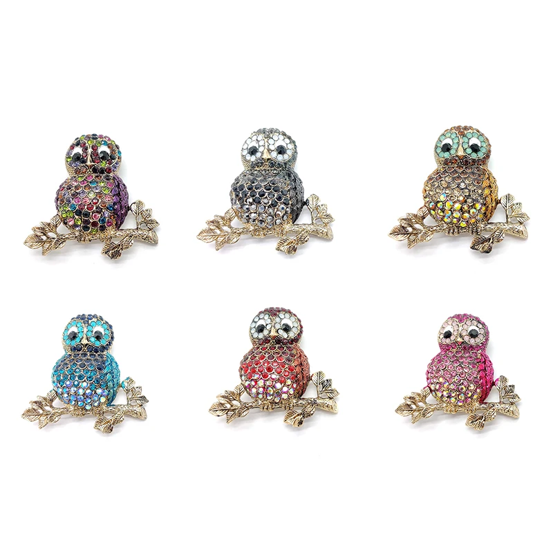 PD BROOCH 2021 New High-end Owl Brooch Clothing Accessories Full of Ziron Gradient Transition Color Alloy Material Corsage Pin