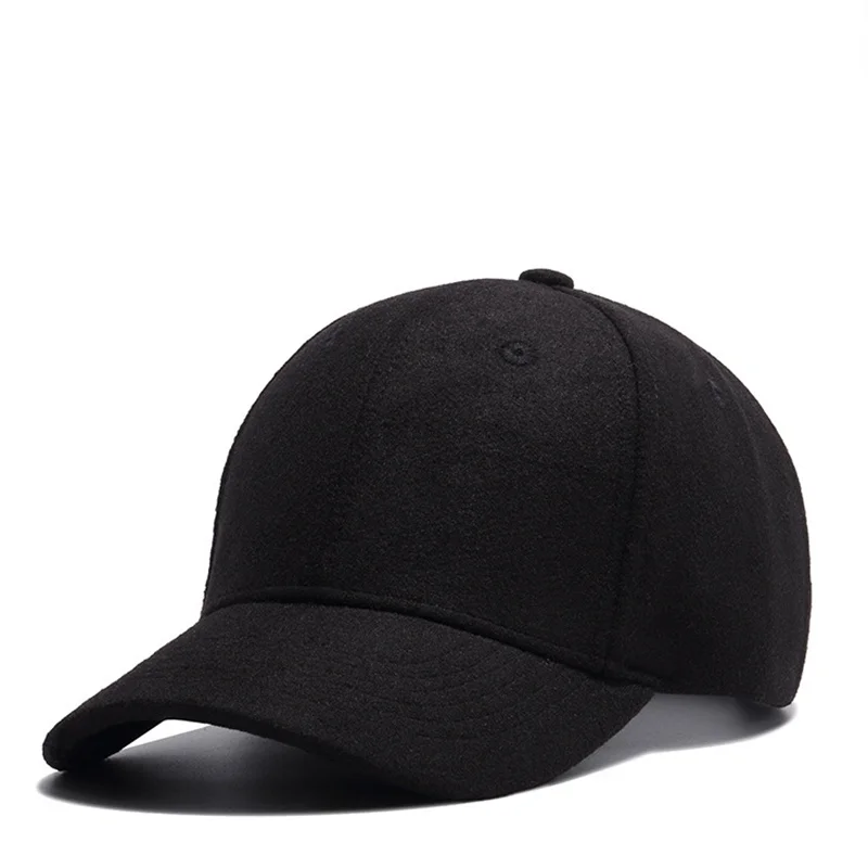 Men Big Head Baseball Cap,Black/Gray Color Adult Peaked Cap With Large Size Circumference 55-62cm Wool Hip Hop Hat