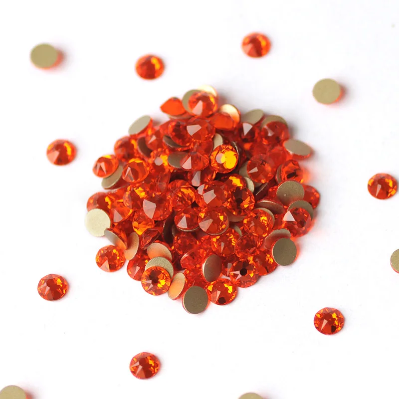 YANRUO 2088NOHF Flatbacks Hyacinth All Size Glass Decorative Crystals Orange Thermoadhesive Sparkles Wedding Gemstone Jewelry