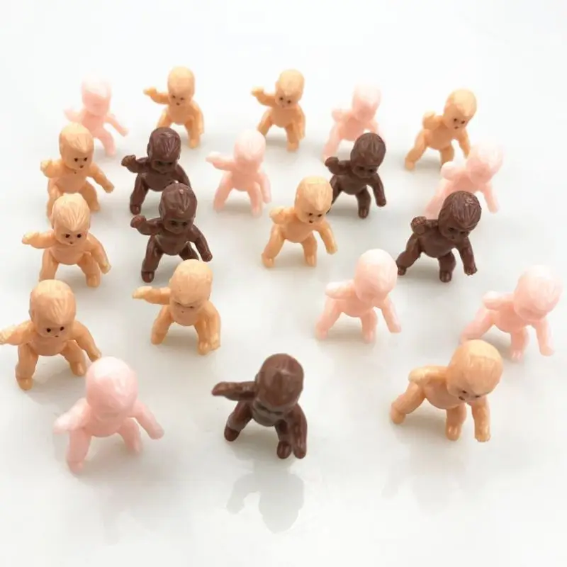 60Pcs 3cm/1.2Inch Mini Plastic Baby Dolls Figures Toy Party Favors for Baby Shower and Ice Cube Game Infant Toddles Bathing Doll