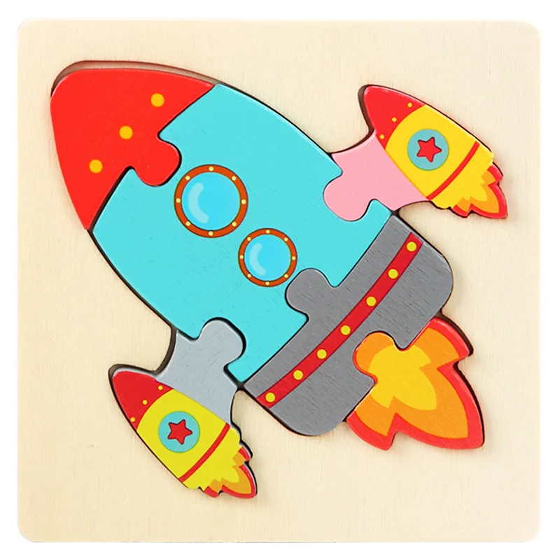 Kinder Holzspielzeug 3D Holzpuzzle Cartoon Tiere Kognitives Puzzle Frühes Lernen Lernspielzeug für Kinder Geschenk