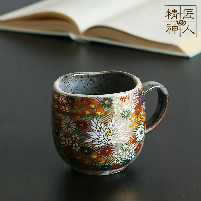 Spot nine valley burning gold flower, imported from Japan mugs for coarse pottery cup present ceramic mug cup hand