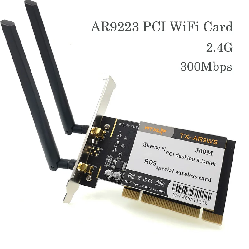 

Atheros AR9223 PCI 300M 802.11b/g/n Wireless WiFi Adapter card for Desktop PC AC Antenna