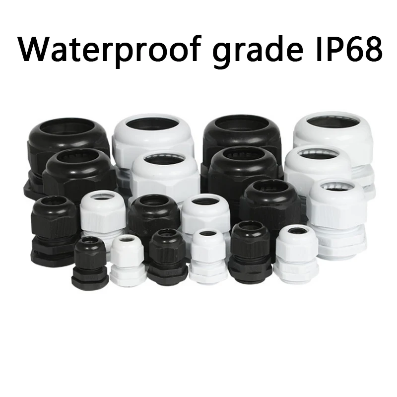 Waterproof joint Cable Gland Plastic Cable Entry IP68 PG7 PG9 PG11 PG13.5 PG16 PG21 PG36 White Black Nylon Plastic Connector