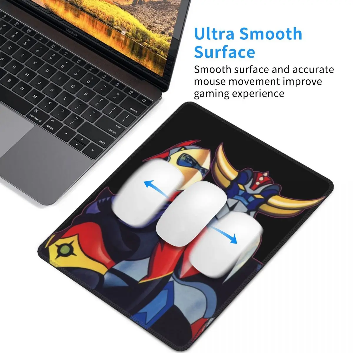 Grendizer Goldrake UFO Robot Mouse Pad quadrato con bordi cuciti tappetino da scrivania in gomma antiscivolo Goldorak Actarus per Computer da gioco