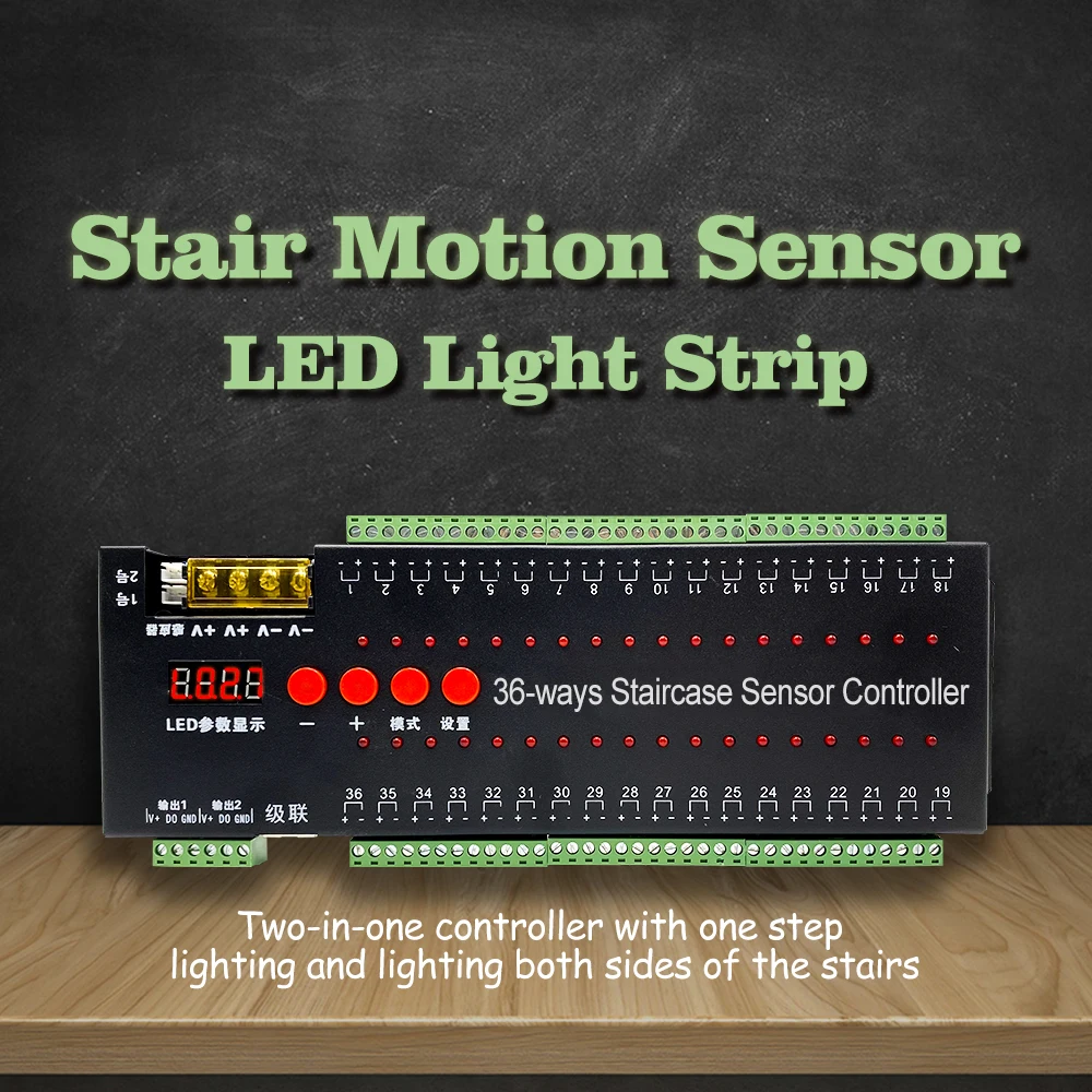 LED sensore di movimento striscia luminosa scala 36 canali luce dimmerabile luce notturna di movimento per interni Wireless 12V nastro flessibile a