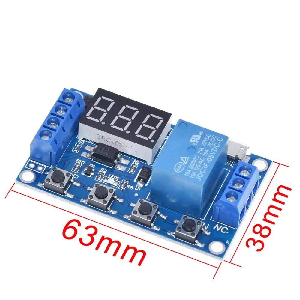 DC 6-30V Support Micro USB 5V LED Display Automation Cycle Delay Timer Control Off Switch Delay Time Relay 6V 9V 12V 24V