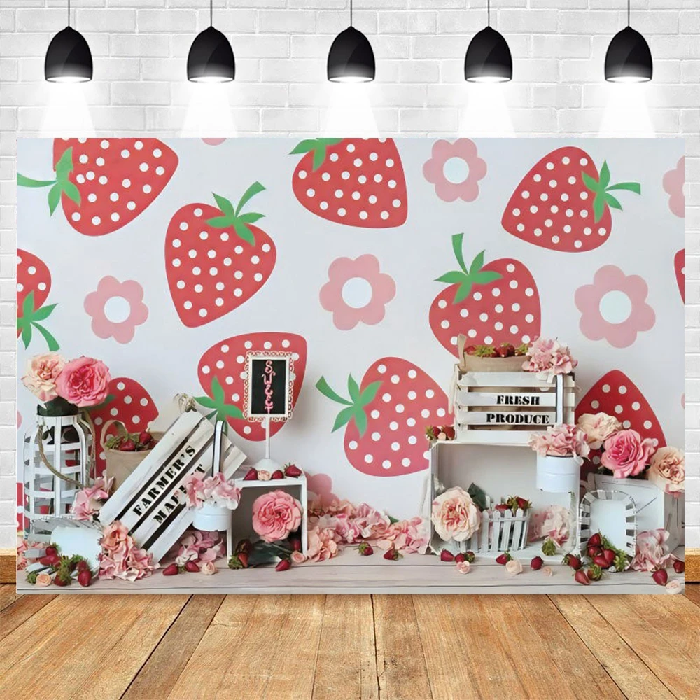 

Yeele Strawberry Flower Baby Room Interior Princess Girl Birthday Backdrop Photography Background Vinyl Photo Studio Photophone