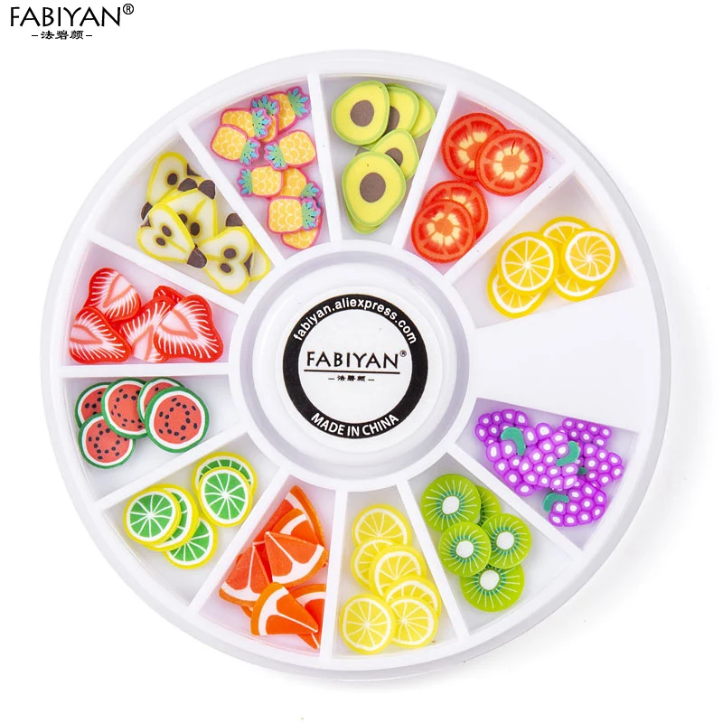 3D  Fruit Slices Wheel Nail Art DIY Designs Wheel Nail Art Decorations Slicing Polymer Clay