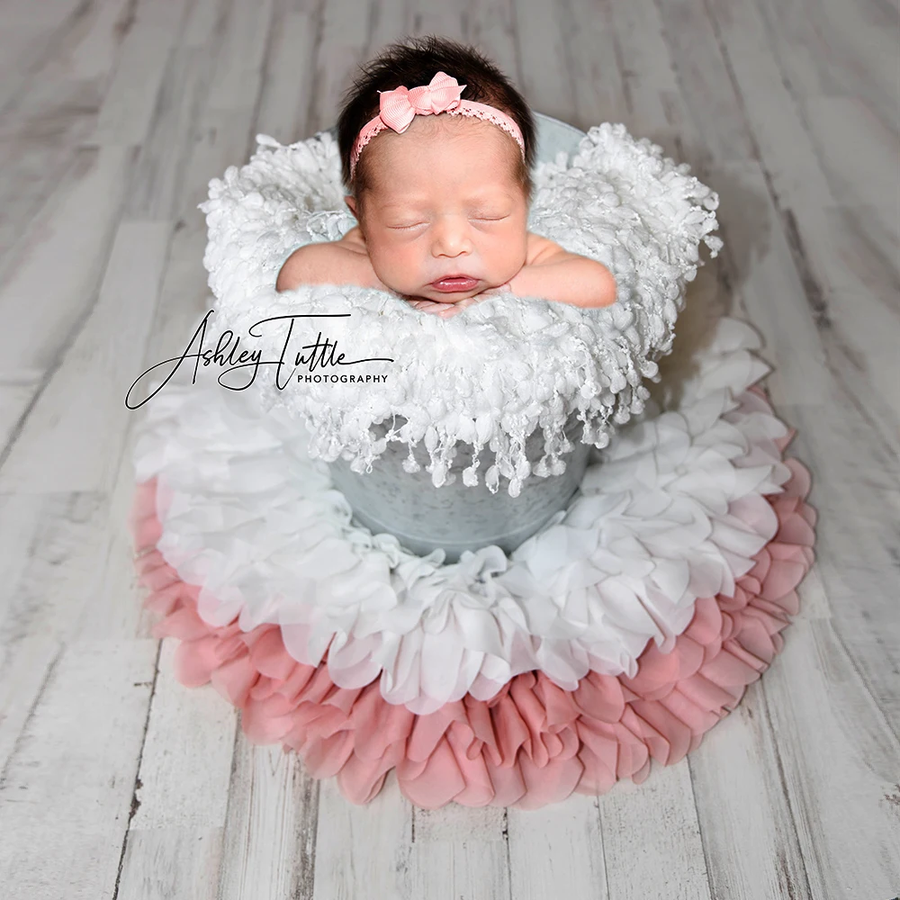 Blossom Soft Chiffon Recém-nascidos Cobertor Stuffer Basket Filler Backdrop Foto Props Bebê Fotografia Camadas Little Infant Mat Studio