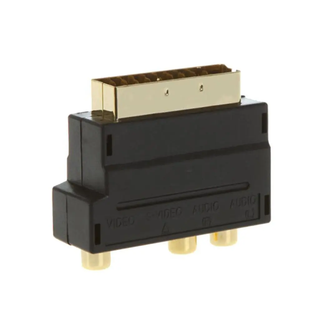 SCART Adaptor AV Block To 3 RCA Phono Composite S-Video With In/Out Switch Scart to SVHS Adapter for Video DVD Recorder