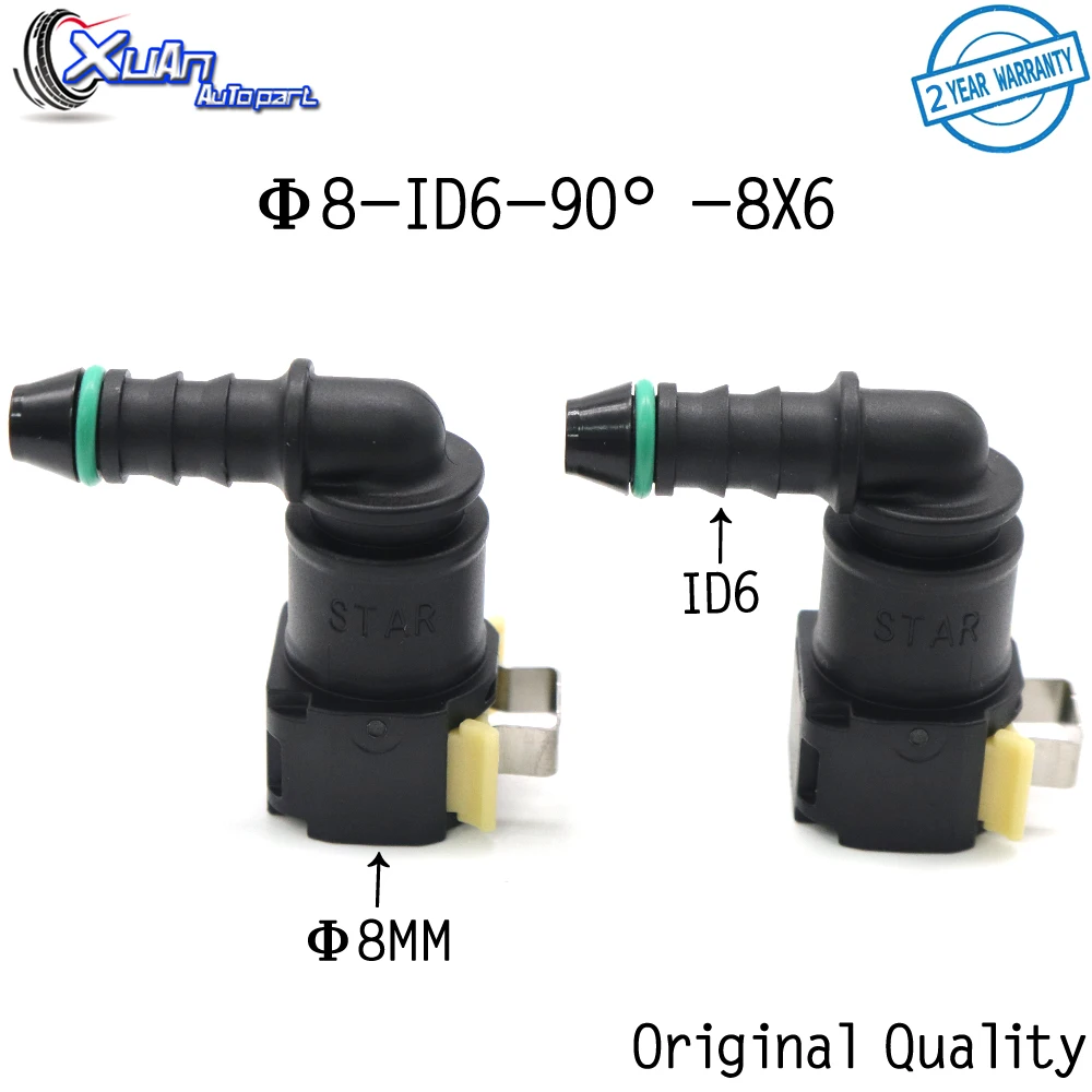 XUAN 2pcs D8 8mm ID6 90 degree Fuel line quick connector female connector gasoline filter fuel filter for Peugeot and Citroen