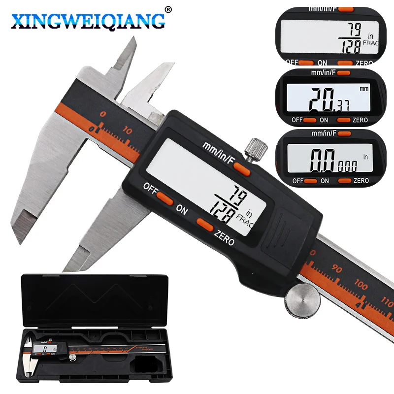 Stainless Steel Digital Display Caliper 150mm Fraction MM Inch High Precision Stainless Steel LCD Vernier Caliper