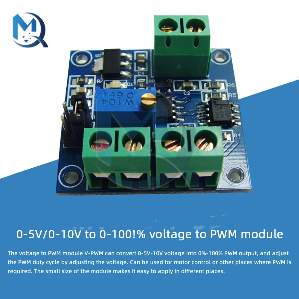 Voltage to PWM Conversion Module 5V-12V Single Chip Embedded Adjustabl Converter Power Board 0-5V/0-10V to 0-100% PWM