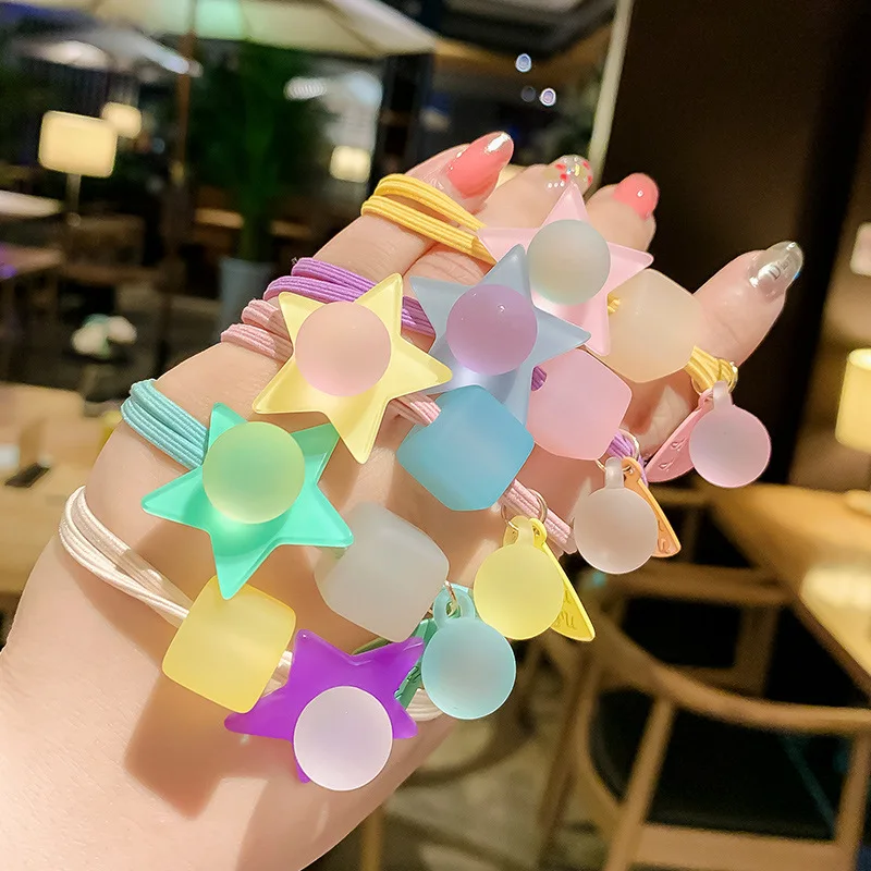 Jelly Color Star Hair Ropes Elastic Hair Bands Korea Child Lovely Candy Color Cartoon Mini Star Elastic Hairbands Rubber Bands