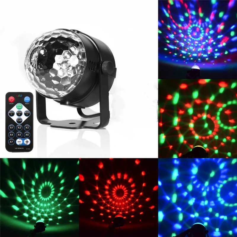 Colorful Sound Activated Rotating Disco Ball Stage Lights Laser Projector Night Light Christmas Party Wedding KTV led lamp Gifts