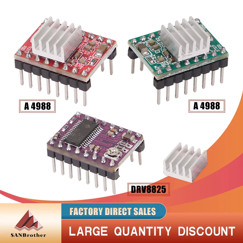 Części drukarki 3D A4988 DRV8825 sterownik silnika krokowego z radiatorem dla SKR V1.3 1.4 GTR V1.0 rampy 1.4 1.6 MKS GEN V1.4 pokładzie