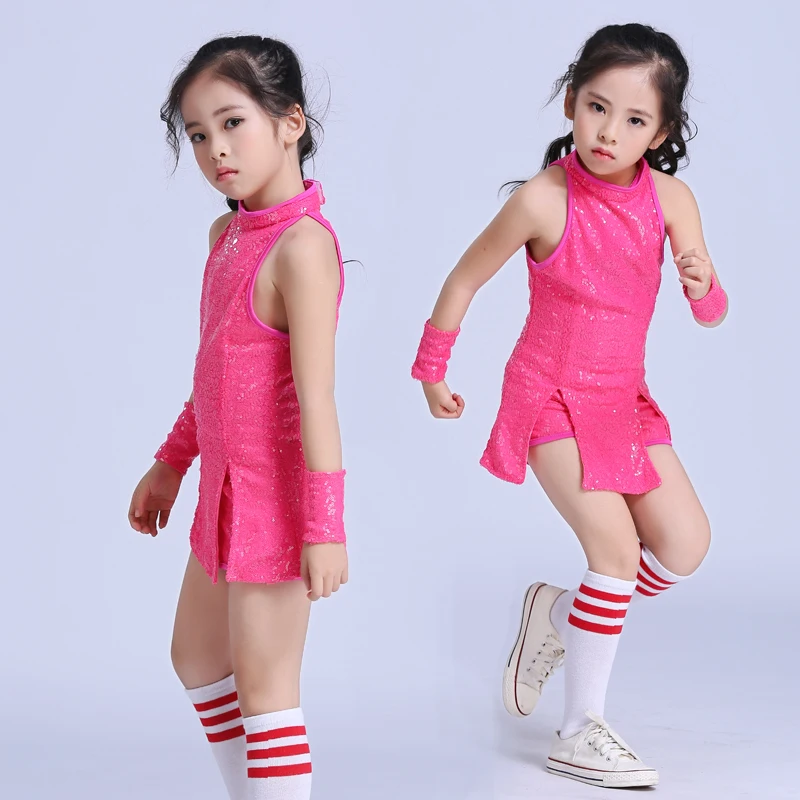 Girl Jazz Dance Costumes for Girls Stage Dance Clothes Kid Hip Hop Children Sequin Performance Dancing Suit Dancewear