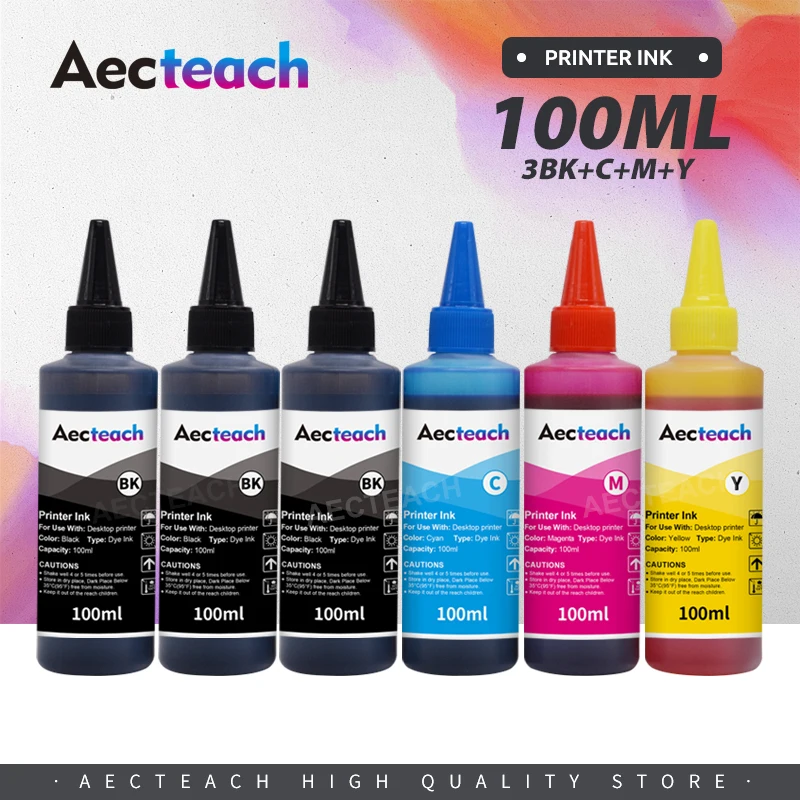 Aecteach new For Epson Printer Ink Refill Kit Universal For Brother Ink Cartridge For Canon For HP Inkjet Printer Dye Ink