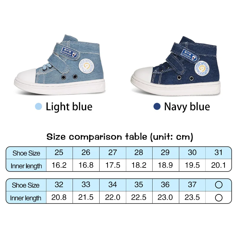 Ortolckland Orthopedic Denim Canvas Sneakers para crianças, Sapatos casuais para crianças, Sapatilhas para meninos e meninas, Pano de fundo rígido