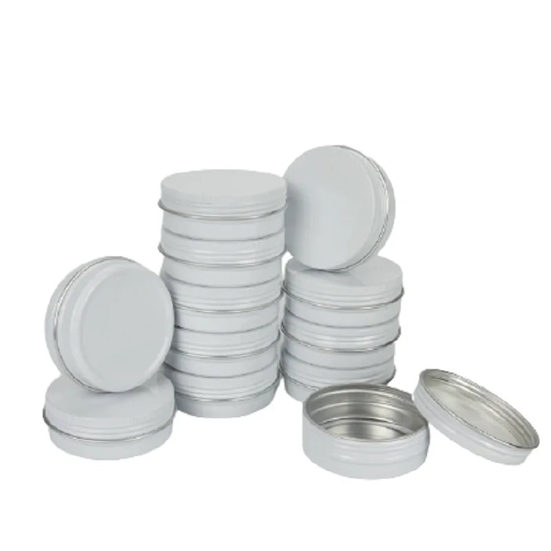 

White Aluminum Jar 60g 60ml Metal Tin Cans Recyclable Candle Wax Skincare Cream Cosmetic Packaging Aluminium Pot Container 25pcs