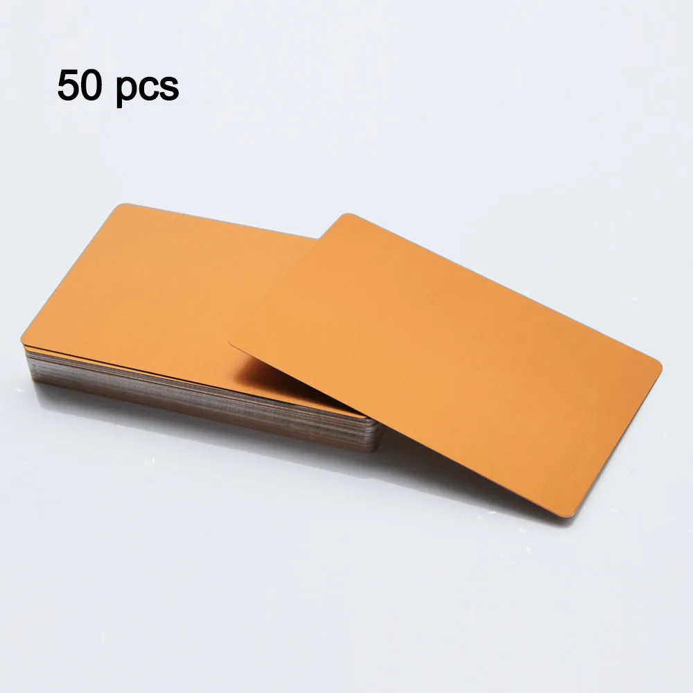 50Pcs Metal Business Cards aluminum alloy Blanks Card for Customer Laser Engraving DIY Gift Cards 10 Colors Optional