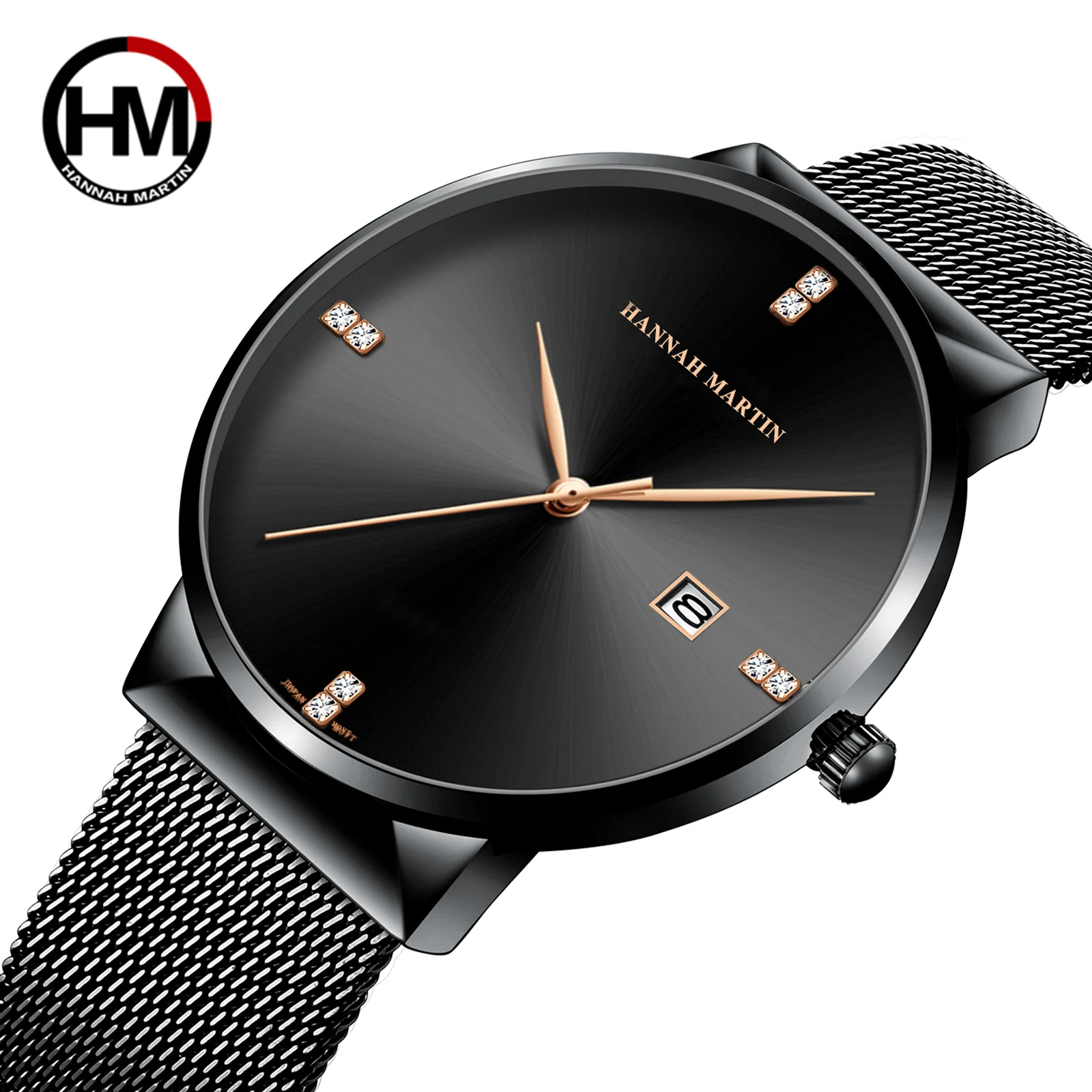 

Hannah Martin Mens Watch Luxury Business Men Stainless Steel WristWatch Men Military waterproof Date Quartz watches Montre homme