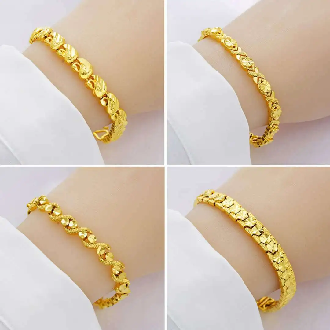 24K Gold Plated 8mm Bracelet Watch Deduction Women\'s Watch Chain Hand Ornaments Gold Plated Jewelry Popular Wholesale