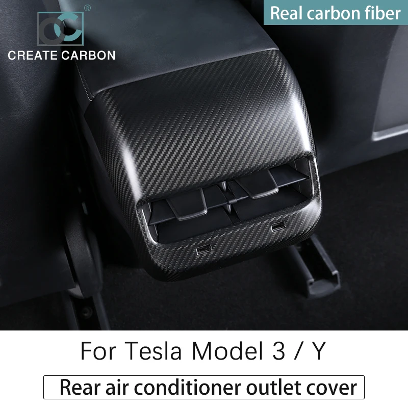 Carbon Fiber Rear air outlet cover back exhaust vent cover For Tesla Model 3 / Model Y Rear Air Vent Outlet cap