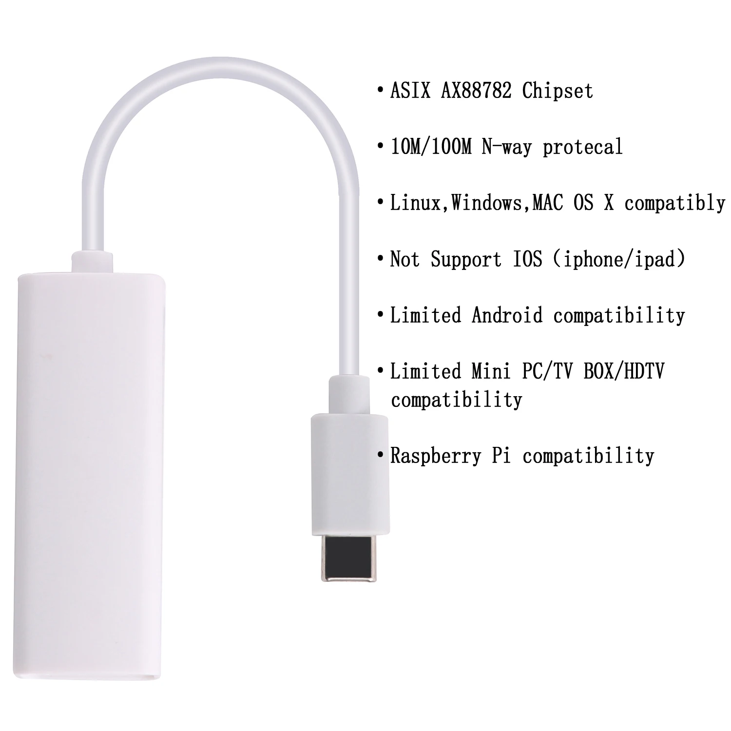 Micro USB to RJ45 Lan Ethernet Adapter 100Mbps Asix AX88772B AX88772 Lan Converter 10M 100M