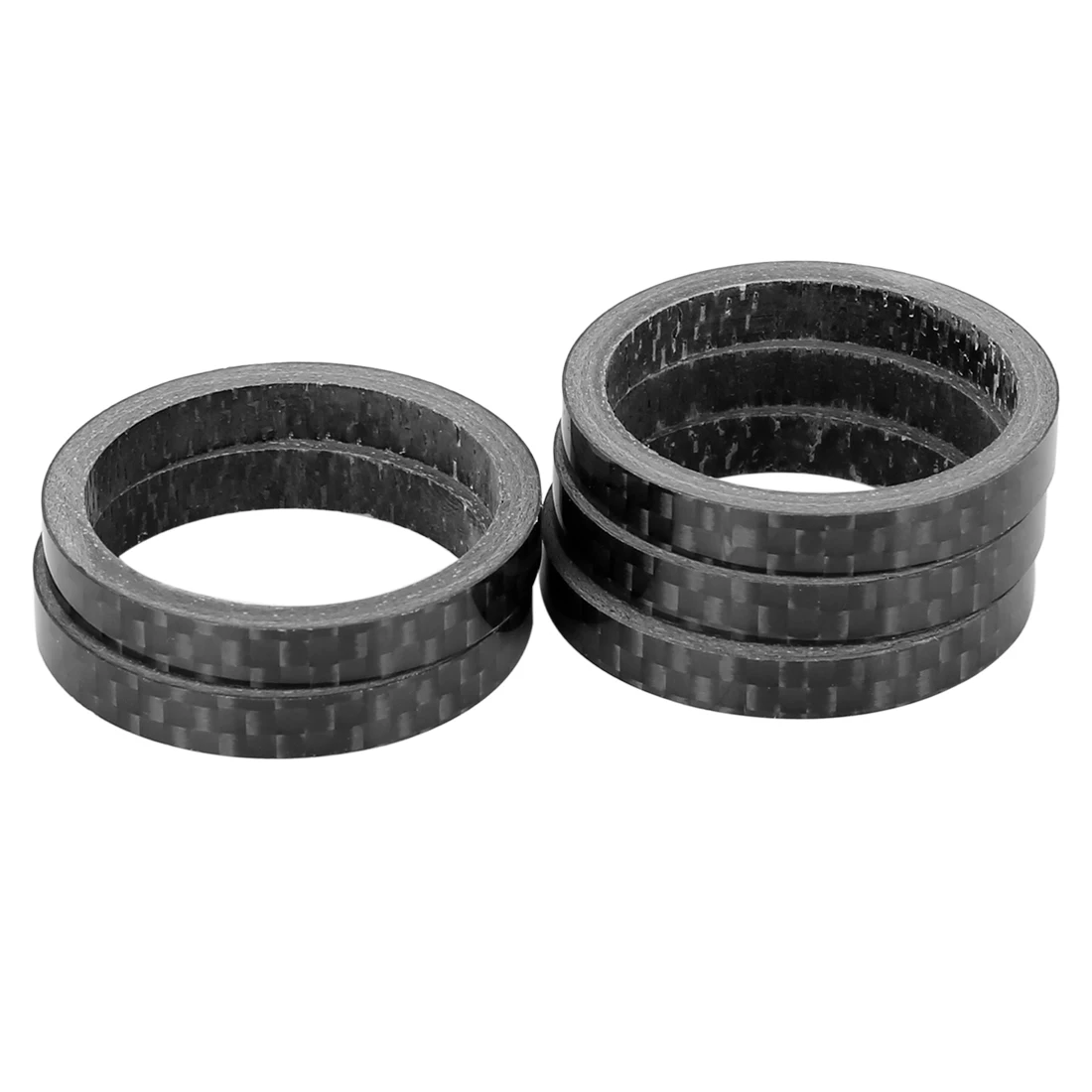 X Autohaux 5pcs/lot Carbon Fiber Bicycle Headset Spacer Fit 1 1/8 Inch 28.6mm Stem Spacer for MTB Road Bike 1/2/3/5/10/15mm