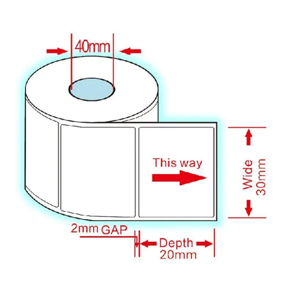 1000 Buah/Rol 30X20Mm Perekat Panas Label Kode Batang Kertas Cetak Stiker