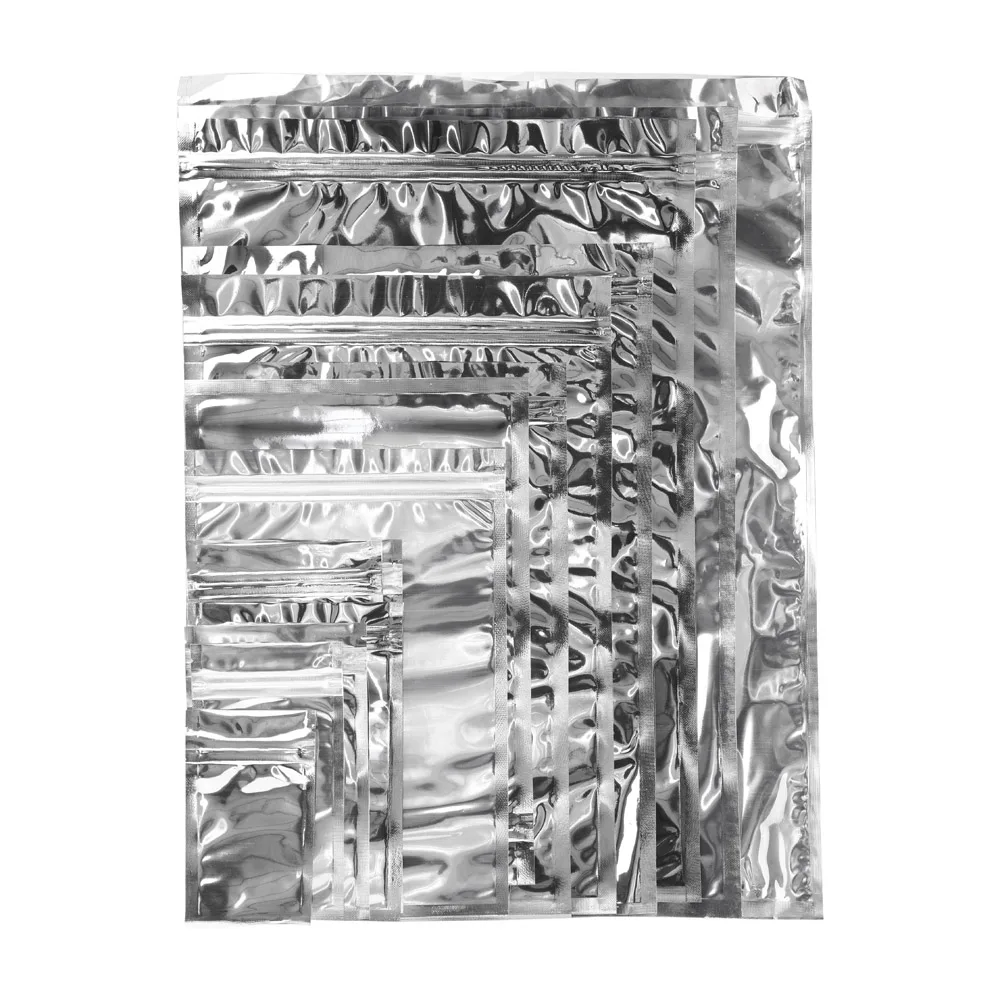 Sacs Ziplock en Feuille d\'Aluminium Argenté, Mylar Aluminisé de Qualité Alimentaire, Poudres Auto-Bancs, T-shirt GT, Sac à Fermeture Éclair