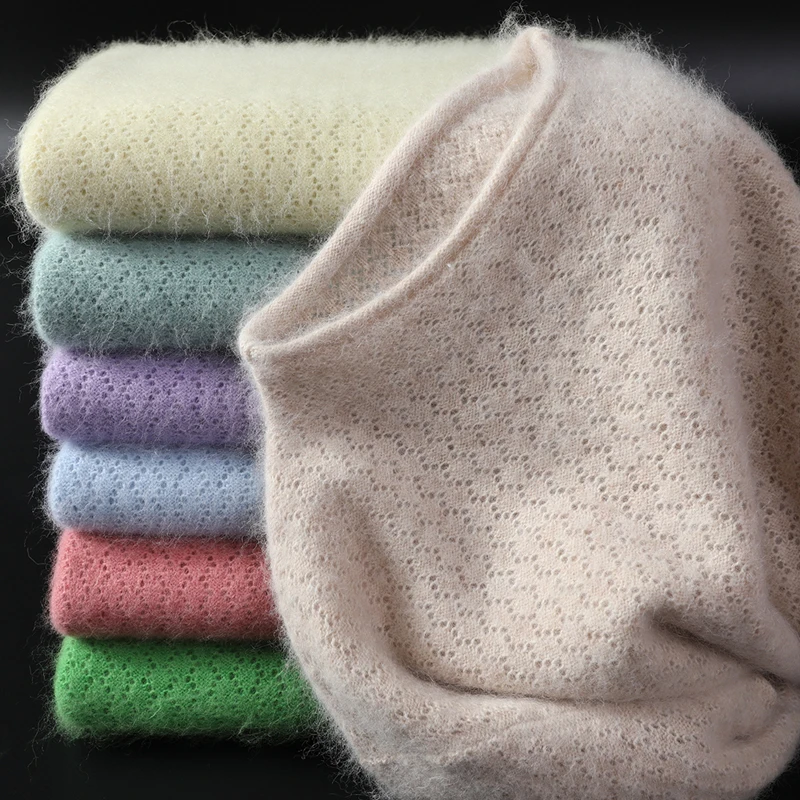 Nowy jesienny sweter z okrągłym dekoltem 100% czystego kaszmiru z norek damski krótki luźny sweter z dzianiny koszula z długim rękawem bluzka z dziurami ciepły sweter
