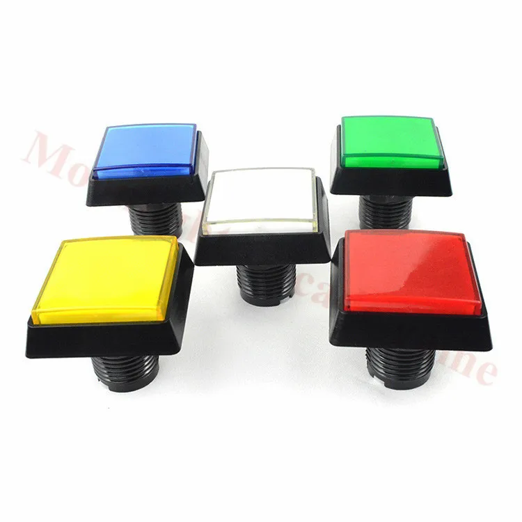 5PCS/Lot 51*51mm 12V Big Square Arcade LED Button Momentary Led illuminated Push Button Switch(5 Colors for your selection)