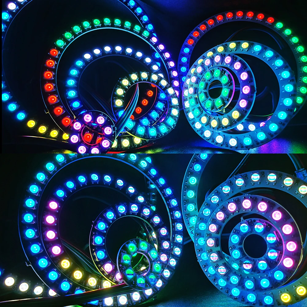 WS2812 Led Ring Individually Addressable Pixel 5050 RGB WS2812B IC Bult-in Module With SP110E Bluetooth USB Controller DC5V