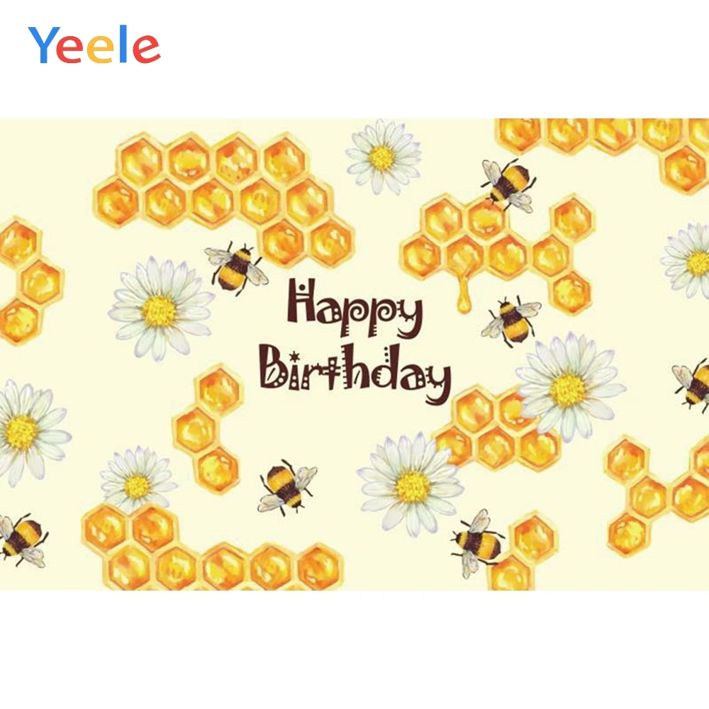 신생아 베이비 샤워 소녀 소년 생일 파티 배경 노란색 꿀 꿀벌 꽃 사진 배경 사진 스튜디오 Photophone