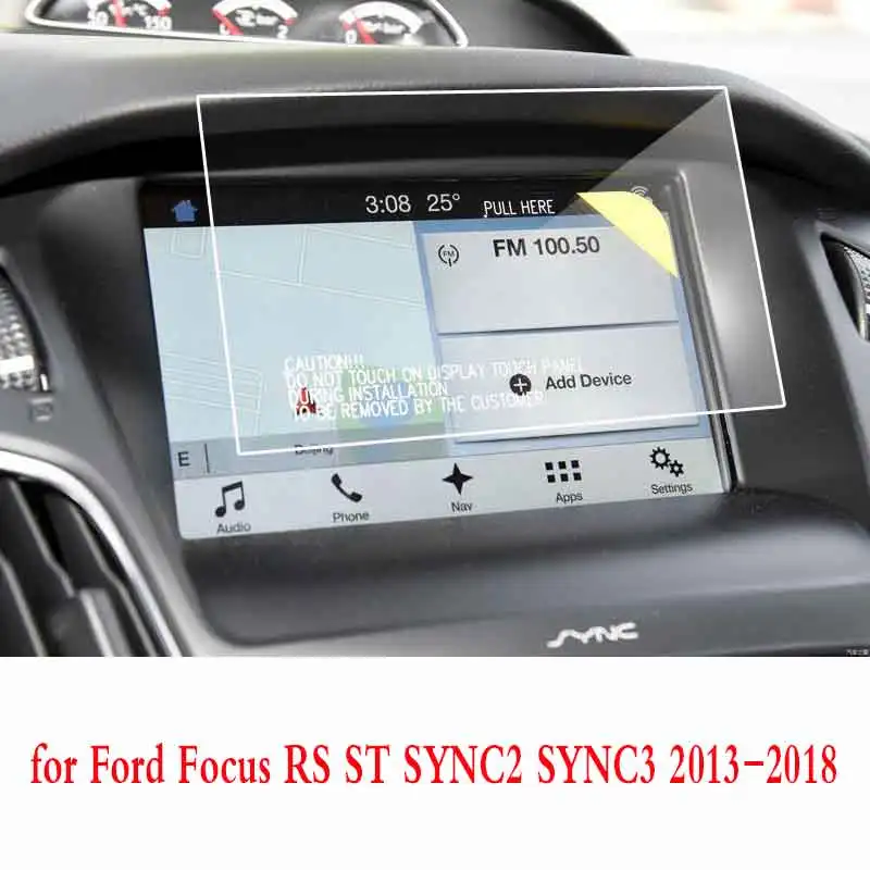For Ford Focus RS ST SYNC2 SYNC3 2013-2018 8 Inch GPS Navigation Screen Tempered Glass  Protector Film Auto Interior Accessories