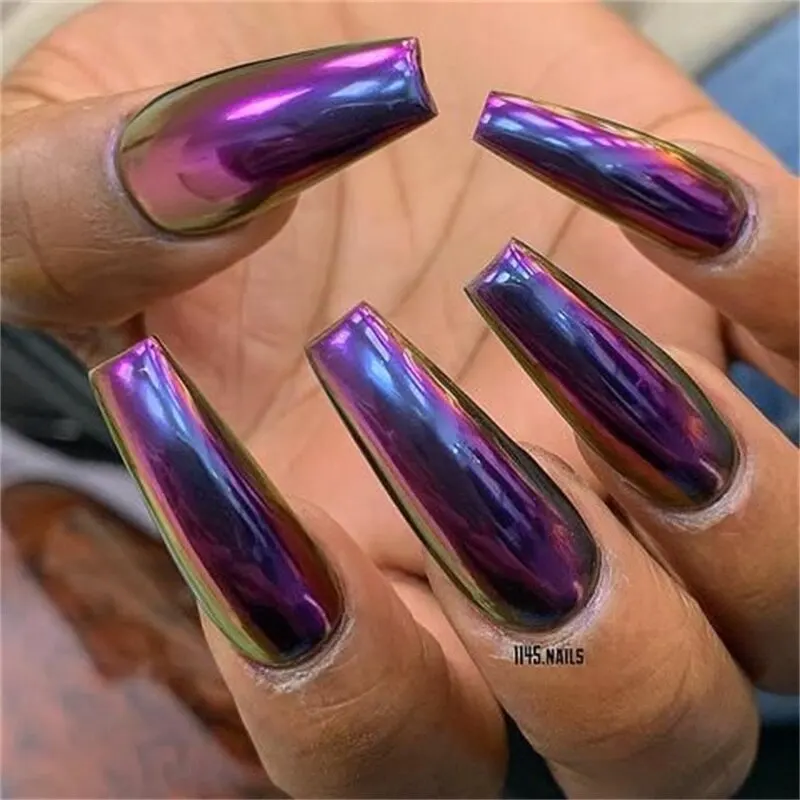 1 Box Chameleon Mirror Nail Powder Acrylic Auroras Effect Nail Powder UV Gel Polish Chrome Dust Manicuring Art Decoration