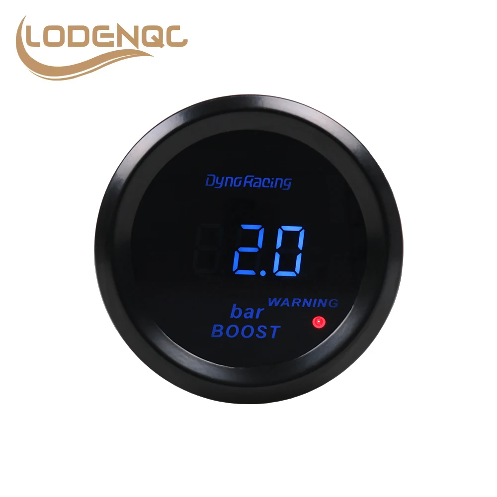 

Lodenqc Car Meter 2inch 52MM Digital Turbo Boost Gauge BAR Type Blue Led Turbo Boost Meter With Sensor