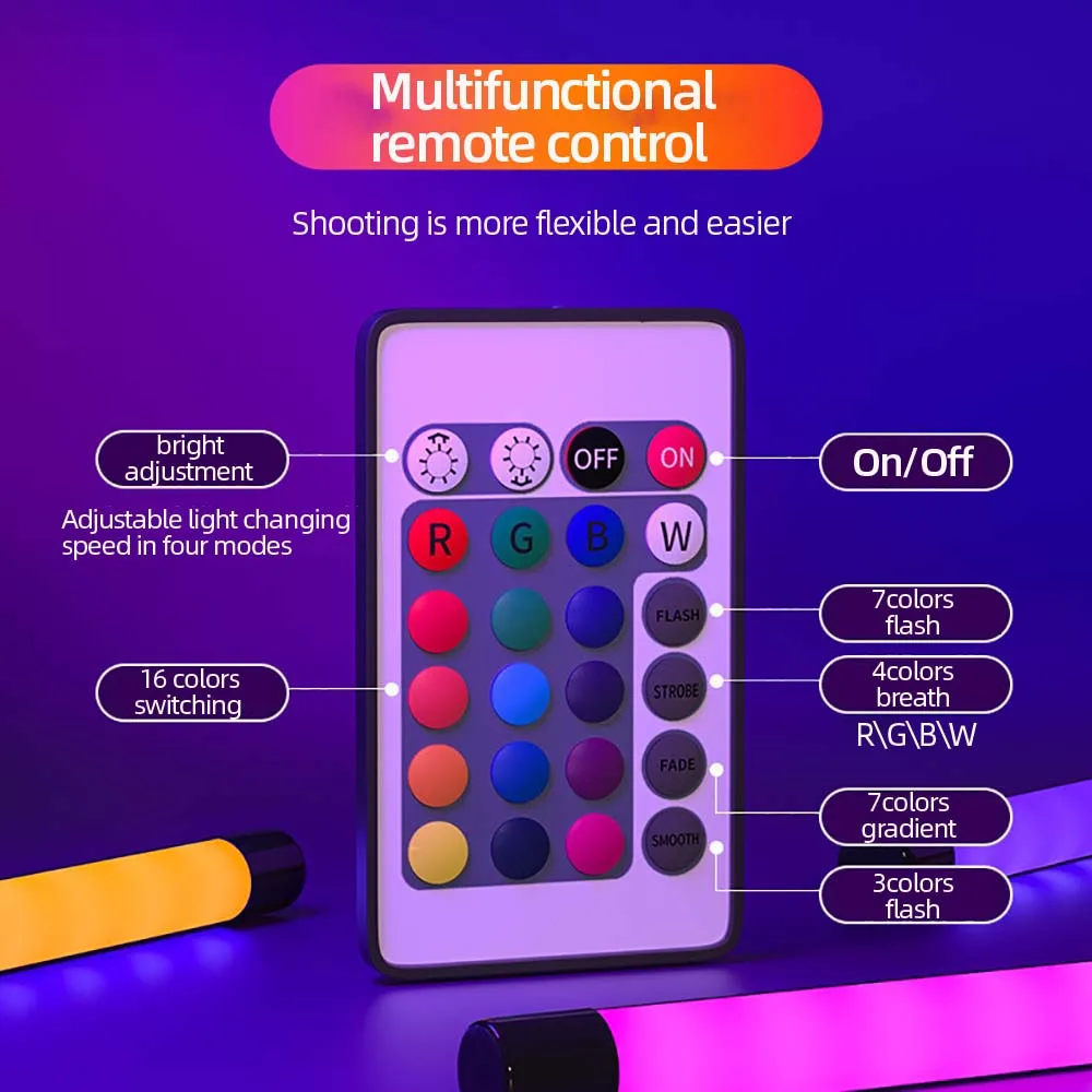 Portable Fill Light RGB Stick Light Photography Colorful Handheld Selfie Atmosphere Lamp Desktop LED Lamp Photography Lighting