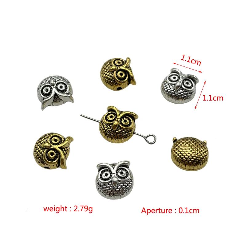 JunKang 11*11mm Perforated Owl Beads DIY Handmade Bracelet Necklace Jewelry Connection Accessories Popular European  American